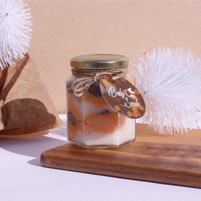 SERENA'S BODYLINE CINNAMON ORANGE BODY SCRUB JAR