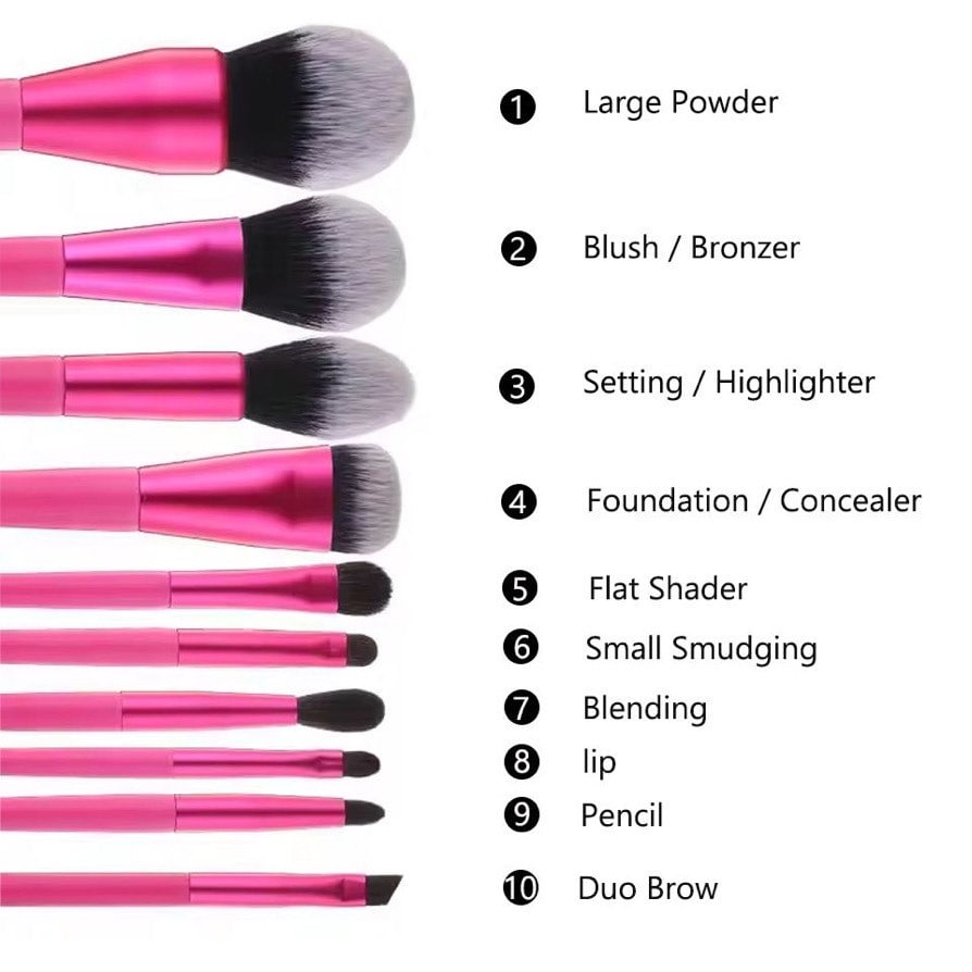 ROYAL COSMETICS HOT PINK 10 PIECE BRUSH COLLECTION