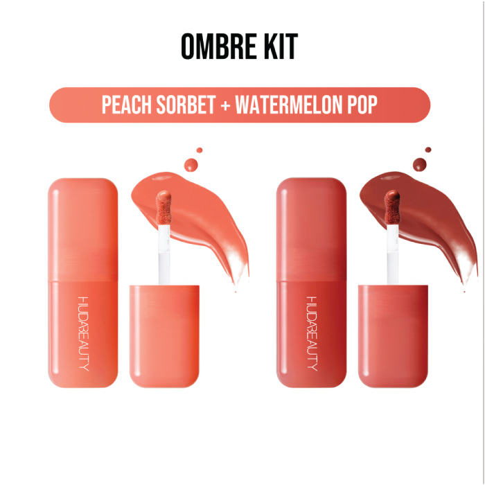 HUDA BEAUTY BLUSH FILTER OMBRE KIT: PEACH SORBET + WATERMELON POP