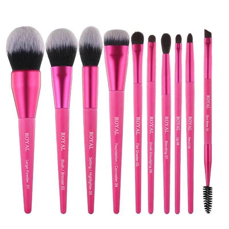 ROYAL COSMETICS HOT PINK 10 PIECE BRUSH COLLECTION