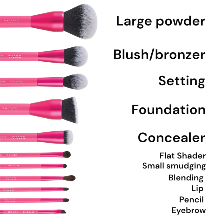 ROYAL COSMETICS HOT PINK 11 PIECE BRUSH COLLECTION
