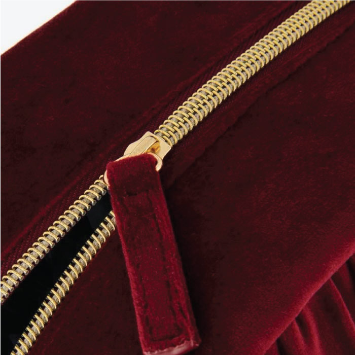 VELVET BURGUNDY MAKEUP BAG-LARGE