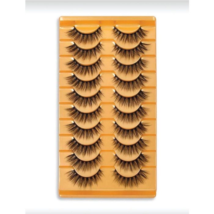 FULL FALSE LASHES 10 PAIRS BLACK TAIL ELONGATED