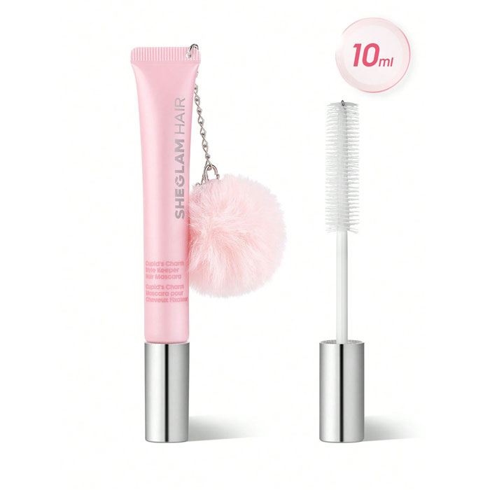 SHEGLAM HAIR CUPID'S CHARM STYLE KEEPER HAIR MASCARA, PINK FRIZZ & FLYAWAY HAIR TAMING WAND