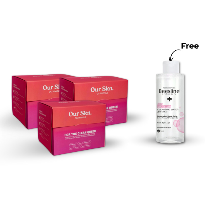 OUR SKN OG TOWELS BUNDLE FREE BEESLINE MICELLAR WATER