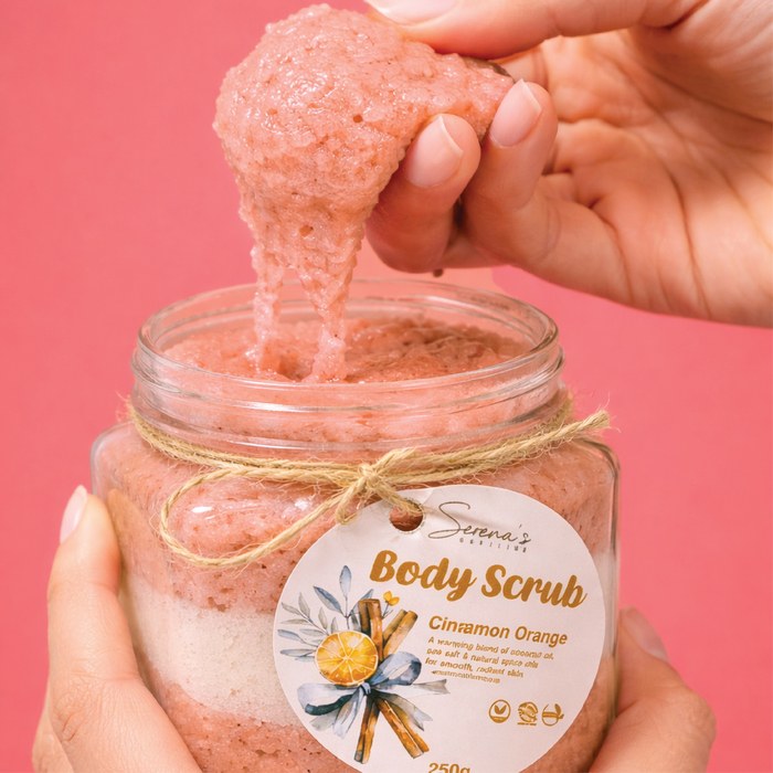 SERENA'S BODYLINE CINNAMON ORANGE BODY SCRUB JAR