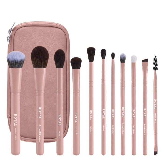 ROYAL COSMETICS EVERYDAY ESSENTIALS - 11 PIECE BRUSH SET WITH BAG