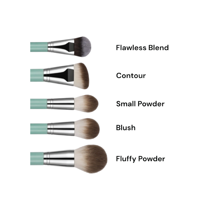 ROYAL COSMETICS MINT 11 PIECE BRUSH SET WITH HOLDER
