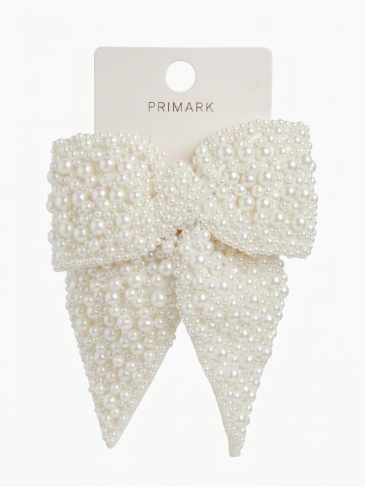PRIMARK HAIR BOW WHITE PEARL