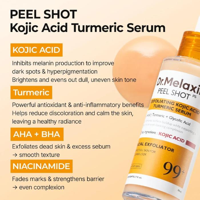 DR MELAXIN PEEL SHOT EXFOLIATING KOJIC ACID TURMERIC SERUM 80ML